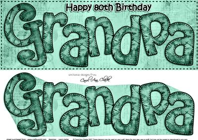 Large Dl 80th Birthday Grandpa Clocks 3D Decoupage