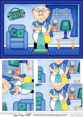 A5 Bert Does the Housework Pyramage Topper
