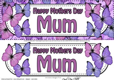 Large Dl Mothers Day Mum Butterflies 3D Decoupage