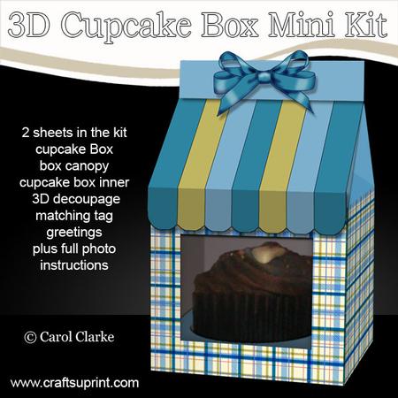 3D Plaid Milk Carton Cupcake or Treat Box Mini Kit