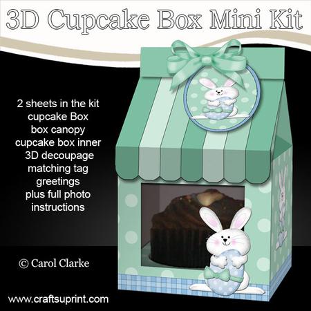 3D Easter Bunny Milk Carton Cupcake or Treat Box Mini Kit