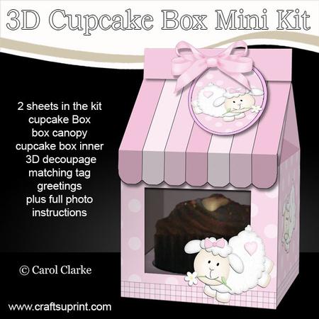 3D Easter Lamb Milk Carton Cupcake or Treat Box Mini Kit