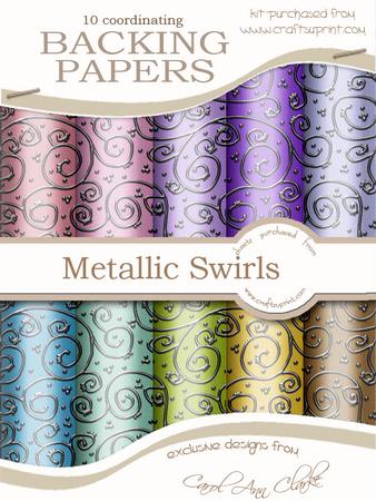 'silver Metallic Swirls' Backing Papers Kit - Pretty Daisy Colours