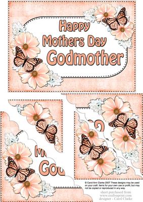 5x7 Flowers & Butterflies Mothers Day Godmother