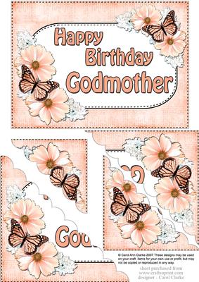5x7 Flowers & Butterflies Birthday Godmother