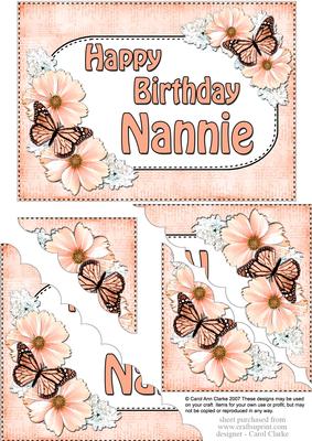 5x7 Flowers & Butterflies Birthday Nannie