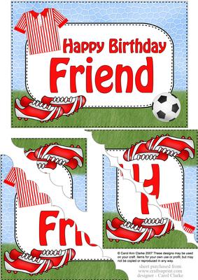 5x7 Football Birthday Friend Scallop Corner