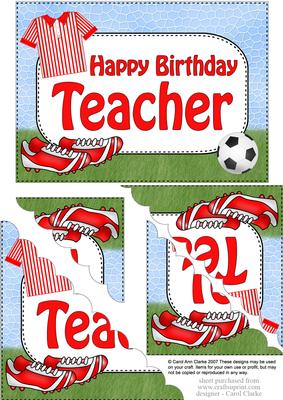 5x7 Football Birthday Teacher Scallop Corner