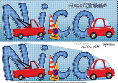 Large Dl Birthday Nico Cars Quick Card N 3D Decoupage