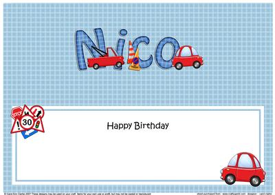 Birthday Nico Cars Large Dl Matching Large Dl Insert