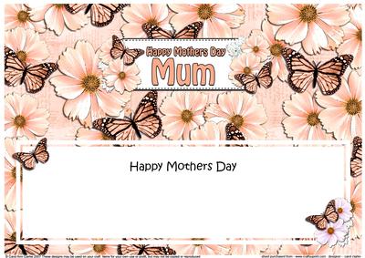 Mothers Day Mum Floral Butterflies Large Dl Insert