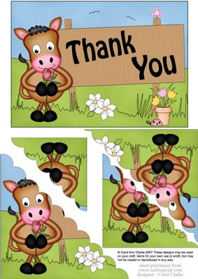 5x7 Gigi Horse Thank You Scallop Corner