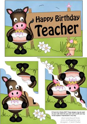 5x7 Gigi Horse Birthday Teacher Scallop Corner
