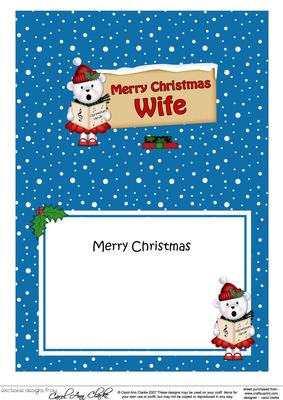 Xmas Wife Teddy Tess Signpost 5x7 Matching Insert