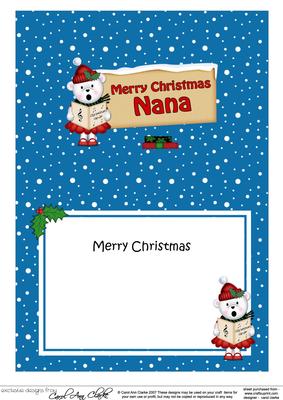 Xmas Nana Teddy Tess Signpost 5x7 Matching Insert