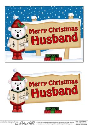 Xmas Husband Teddy Ed Signpost 5x7 Easicut Decoupage
