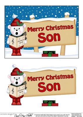 Xmas Son Teddy Ed Signpost 5x7 Easicut Decoupage
