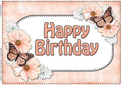 A4 Birthday Flowers & Butterflies Card Topper