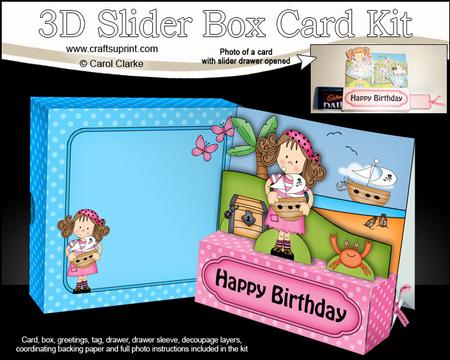 3D Girlz Pirates Ahoy Slider Box Card Kit
