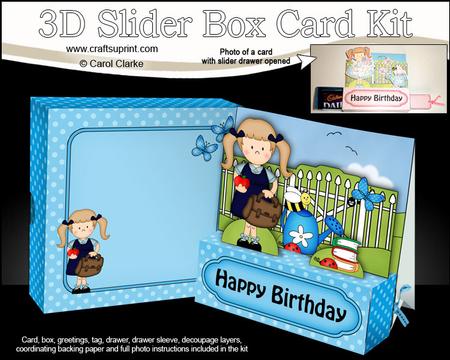 3D Girlz Schoolgirl Slider Box Card Kit