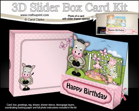 3D Gigi Horse's Flower Slider Box Card Kit