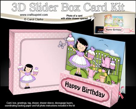 3D Girlz Suzi's Cupcakes Slider Box Card Kit