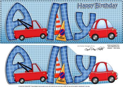 Large Dl Birthday Ally Cars Quick Card N 3D Decoupage