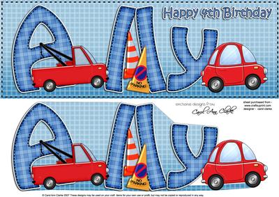 Large Dl 4th Birthday Ally Cars Quick Card N 3D Decoupage