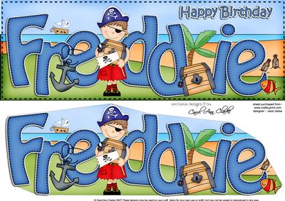 Pirates Birthday Freddie Large Dl Quick Card 3D Decoupage