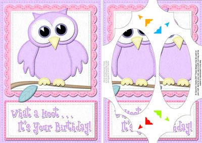 A5 What a Hoot Owl Birthday Scallop Corners and Pyramage