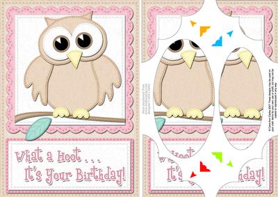 A5 What a Hoot Owl Birthday Scallop Corners and Pyramage