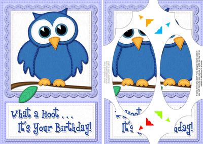A5 What a Hoot Owl Birthday Scallop Corners and Pyramage