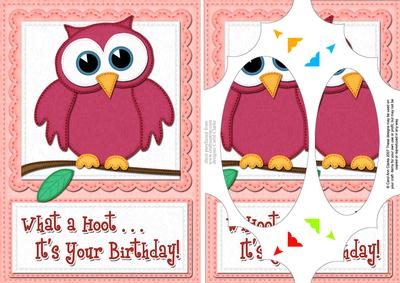 A5 What a Hoot Owl Birthday Scallop Corners and Pyramage