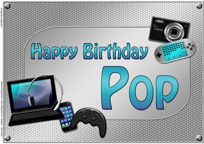 A4 Birthday Pop Gadgets N Gizmos Card Topper