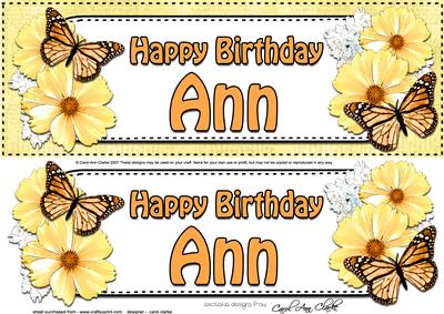 Large Dl Birthday Ann Floral Butterflies 3D Decoupage