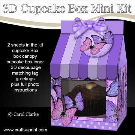 3D Butterflies Milk Carton Cupcake or Treat Box Mini Kit