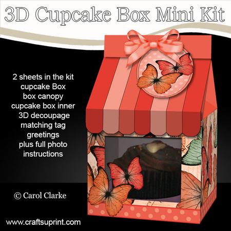3D Butterflies Milk Carton Cupcake or Treat Box Mini Kit