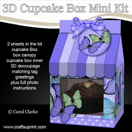 3D Butterflies Milk Carton Cupcake or Treat Box Mini Kit