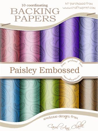 'paisley Embossed' Backing Paper Kit - Pretty Daisy Colours