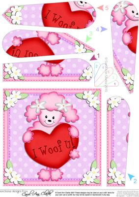 Bon Bon Poodle Dog's Heart Fan Pyramage Topper
