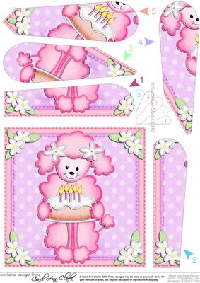 Bon Bon Poodle Dog's Birthday Cake Fan Pyramage Topper