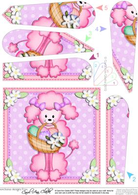 Bon Bon Poodle Dog's Easter Basket Fan Pyramage Topper