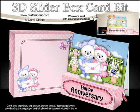 3D Teddy Tess & Teddy Ed Love Letter Slider Box Card Kit