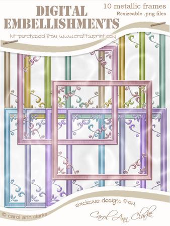 Pretty Daisy Square 'metallic Frame' Digital Embellishments