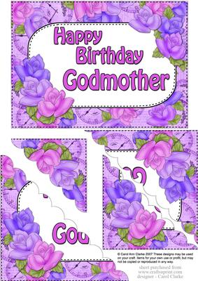 5x7 Time for Roses Birthday Godmother Scallop Corner