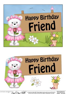 5x7 Teddy Tess Birthday Friend 3D Step by Step Decoupage