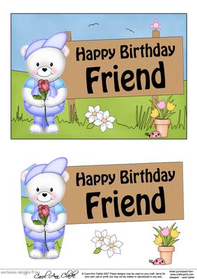5x7 Teddy Ed Birthday Friend 3D Step by Step Decoupage