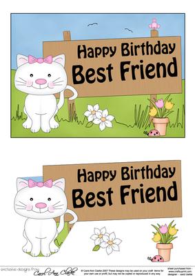5x7 Cat Birthday Best Friend 3D Step by Step Decoupage