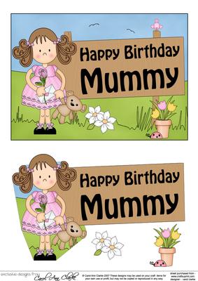 5x7 Girlz Birthday Mummy 3D Step by Step Decoupage