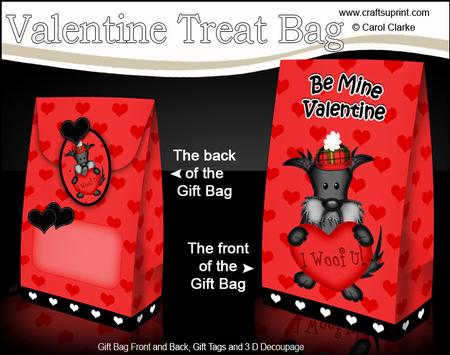 3D Hamish Scottie Dog Valentine Gift Bag Mini Kit